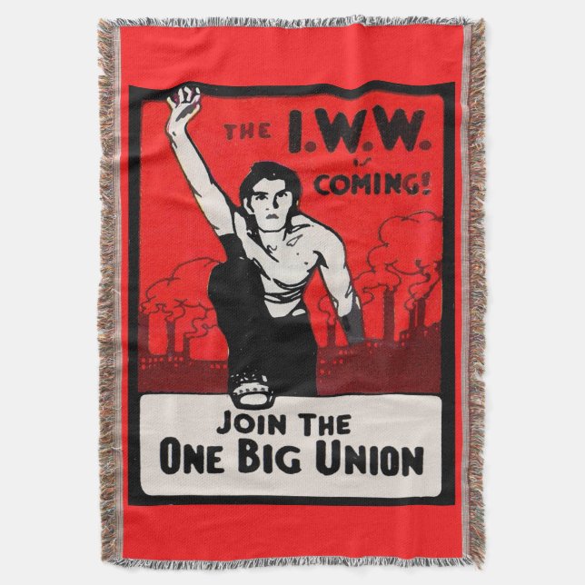 circa 1905 IWW Is Coming Throw Blanket (Front Vertical)