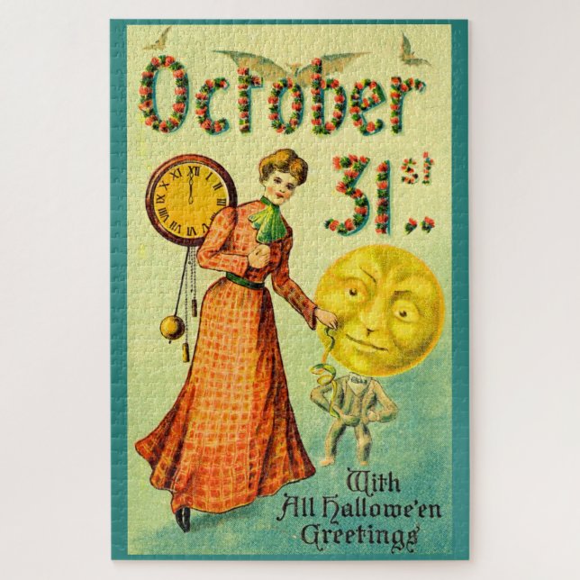  circa 1905 October 31 with Halloween Greetings Jigsaw Puzzle (Vertical)