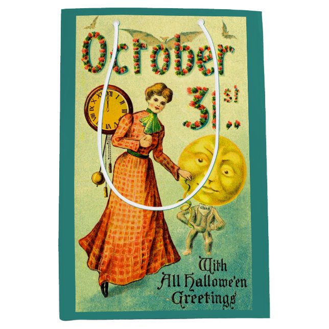  circa 1905 October 31 with Halloween Greetings Medium Gift Bag (Front)