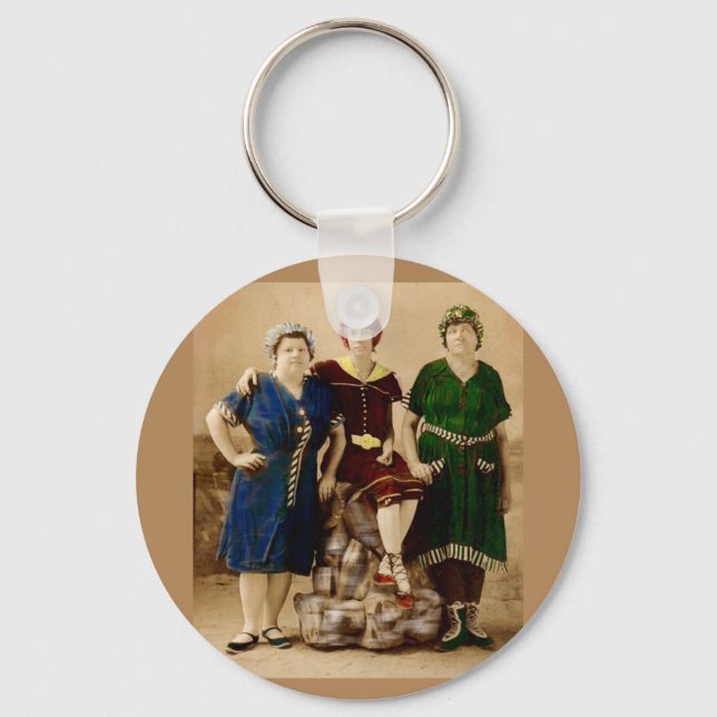 circa 1910 Atlantic City bathing beauties RPPC Keychain (Front)