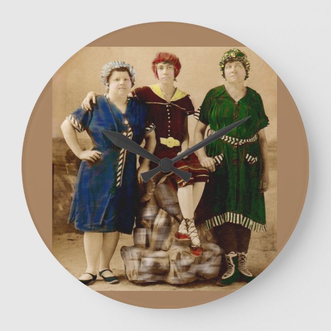 circa 1910 Atlantic City bathing beauties RPPC Large Clock (Front)