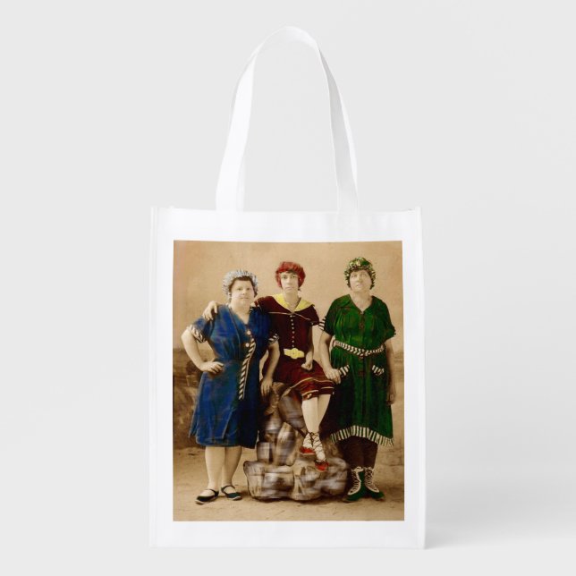 circa 1910 Atlantic City bathing beauties RPPC Reusable Grocery Bag (Front)