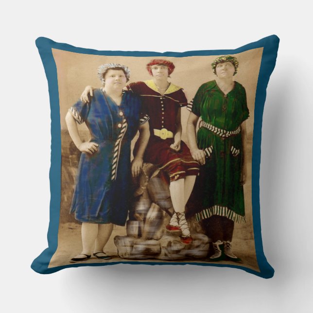 circa 1910 Atlantic City bathing beauties RPPC Throw Pillow (Front)
