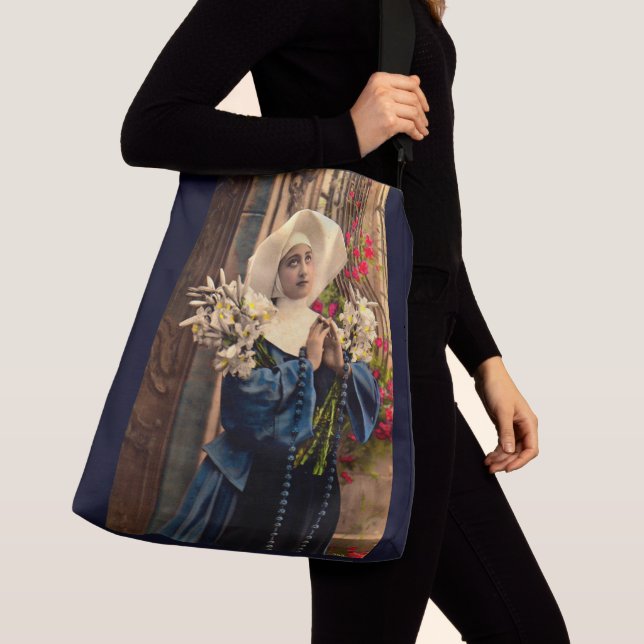 circa 1910 blue nun crossbody bag (Close Up)