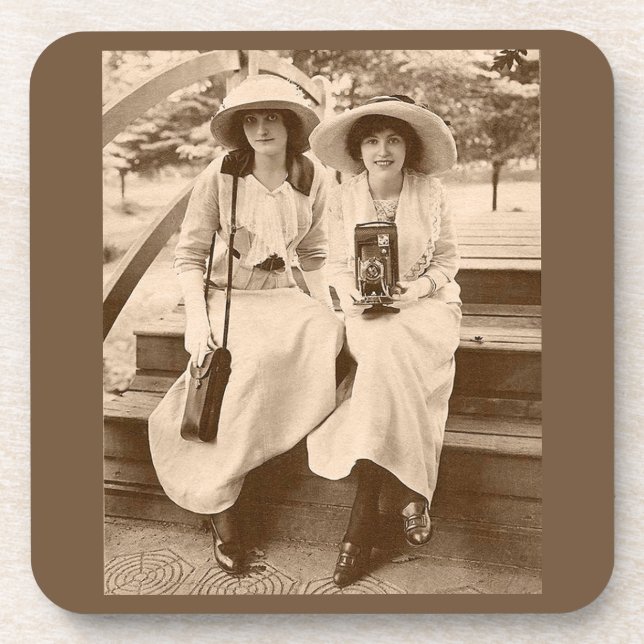 circa 1910 camera girls beverage coaster (Front)