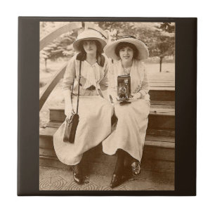 circa 1910 camera girls ceramic tile