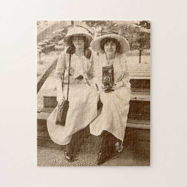 circa 1910 camera girls jigsaw puzzle (Vertical)
