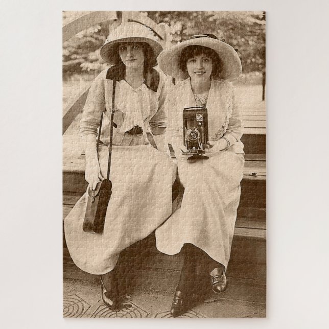 circa 1910 camera girls jigsaw puzzle (Vertical)
