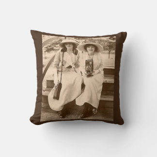 circa 1910 camera girls print throw pillow