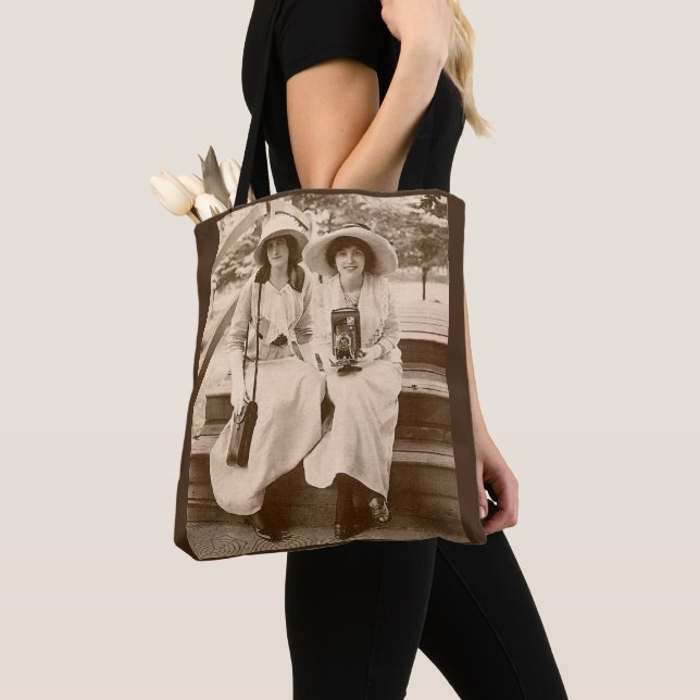 circa 1910 camera girls print tote bag (Close Up)