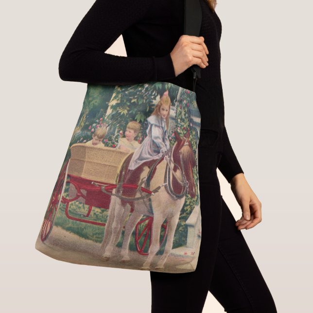 circa 1910 children and horse cart crossbody bag (Close Up)