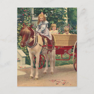 circa 1910 children and horse cart postcard