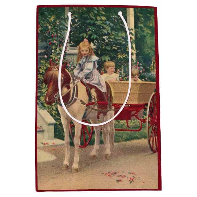 circa 1910 children and horse-drawn cart medium gift bag (Front)