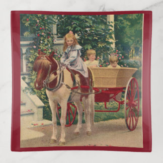 circa 1910 children and horse-drawn cart trinket tray