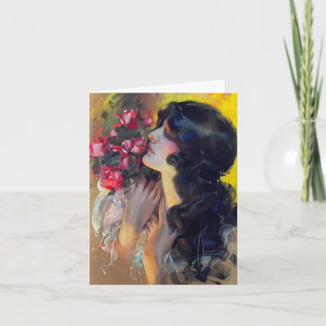 circa 1910 dream of roses note card (Front)