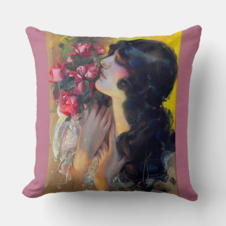 circa 1910 dream of roses throw pillow