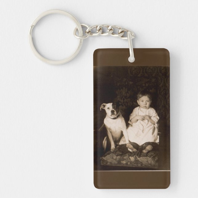 circa 1910 pitbull and baby keychain (Front)