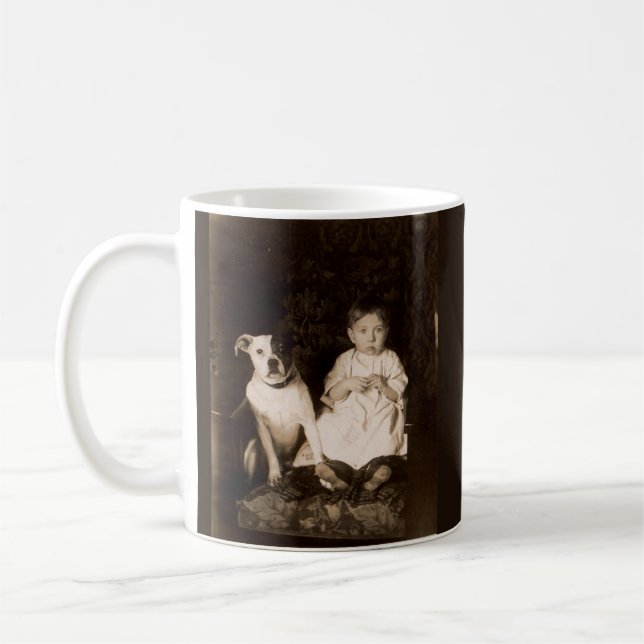 circa 1910 pitbull and baby RPPC Coffee Mug (Left)