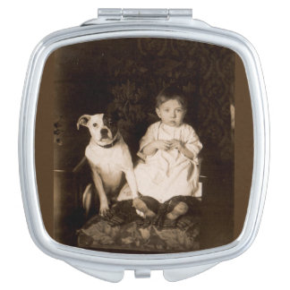 circa 1910 pitbull and baby RPPC Mirror For Makeup