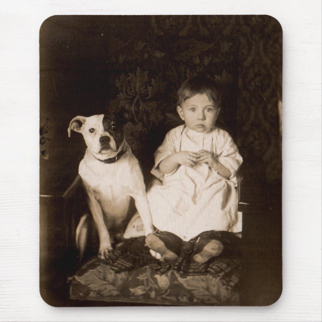 circa 1910 pitbull and baby RPPC Mouse Pad (Front)