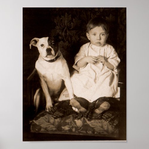 circa 1910 pitbull and baby RPPC Poster