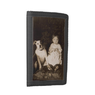 circa 1910 pitbull and baby RPPC Tri-fold Wallet