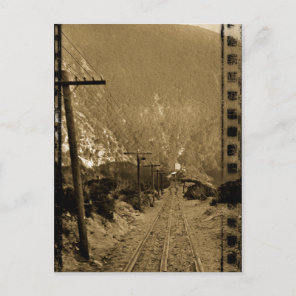 Circa 1910 Sepia Railroad Tracks West Photo Train Postcard