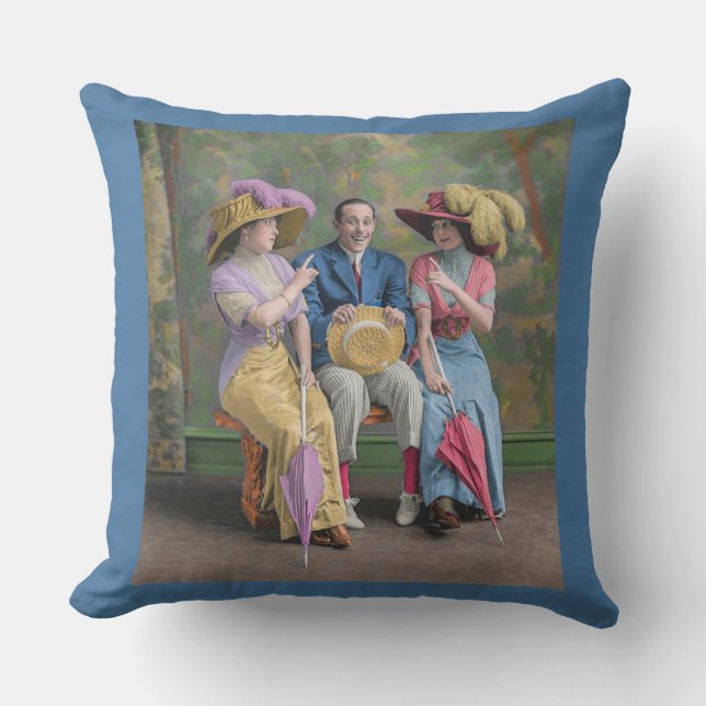 circa 1910 vaudeville performers print throw pillow (Front)