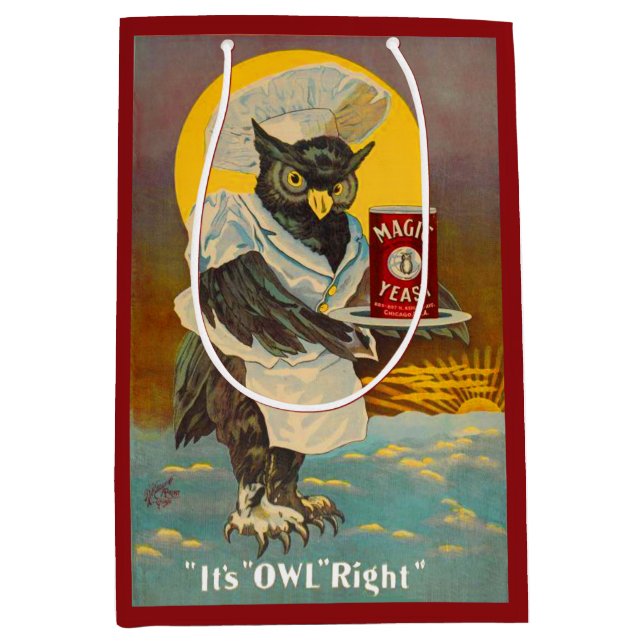 circa 1912 Magic Yeast owl ad print Medium Gift Bag (Front)