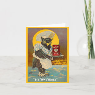 circa 1912 Magic Yeast owl ad print Note Card