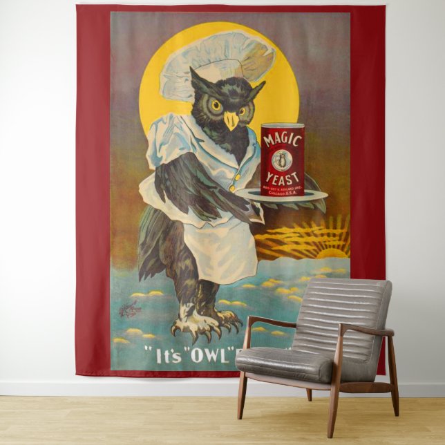circa 1912 Magic Yeast owl ad print Tapestry (In Situ)