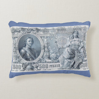 circa 1912 Tsarist Russia 500 ruble bill Accent Pillow