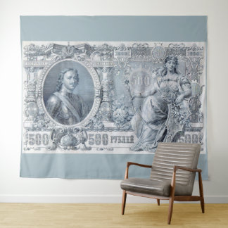 circa 1912 Tsarist Russia 500 ruble bill print Tapestry