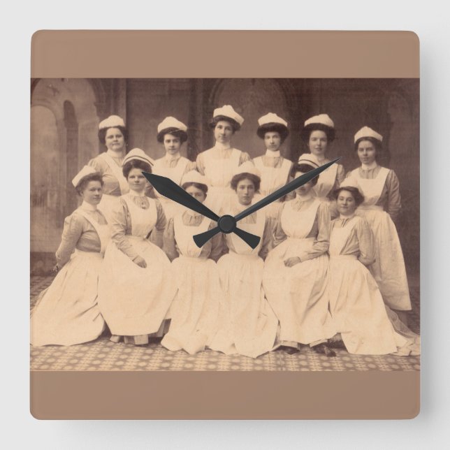 circa 1914 nursing school graduates square wall clock (Front)