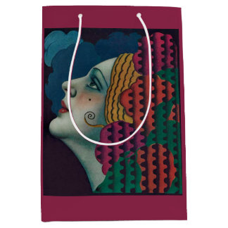 circa 1930 art deco woman print medium gift bag