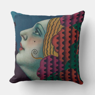 circa 1930 art deco woman print throw pillow