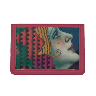 circa 1930 art deco woman trifold wallet