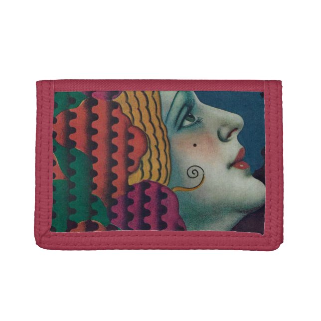 circa 1930 art deco woman trifold wallet (Front)