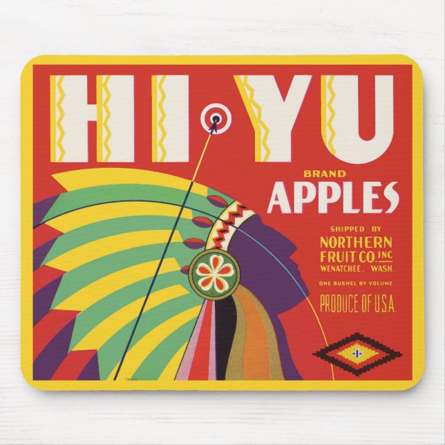 circa 1930 Hi Yu Apples crate label Mouse Pad (Front)