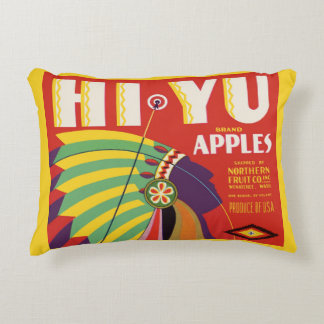 circa 1930 Hi Yu Apples crate label print Accent Pillow