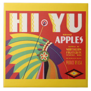 circa 1930 Hi Yu Apples crate label print Ceramic Tile