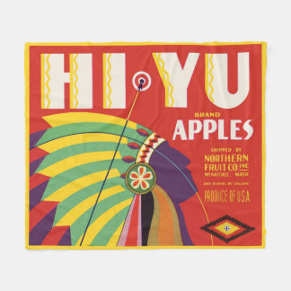 circa 1930 Hi Yu Apples crate label print Fleece Blanket