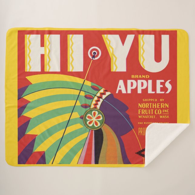 circa 1930 Hi Yu Apples crate label print Sherpa Blanket (Front (Horizontal))