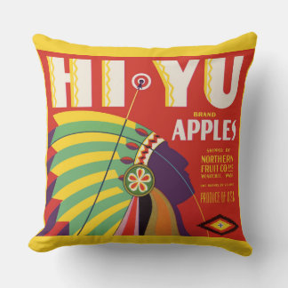 circa 1930 Hi Yu Apples crate label print Throw Pillow