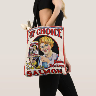 circa 1930 My Choice Salmon can labels print Tote Bag