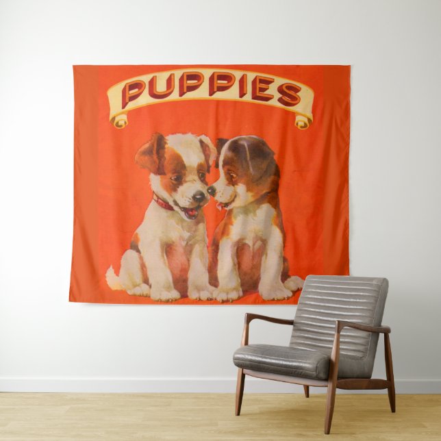 circa 1934 PUPPIES print Tapestry (In Situ (Horizontal))