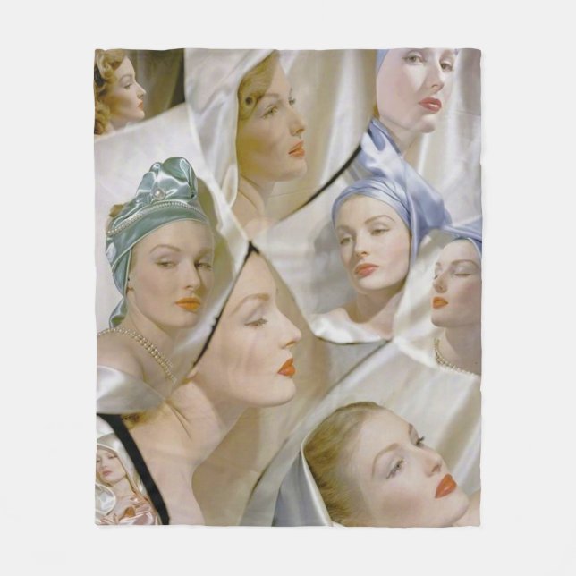 circa 1940 beautiful women print fleece blanket (Front)