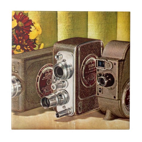 circa 1950 home movie cameras ad tile