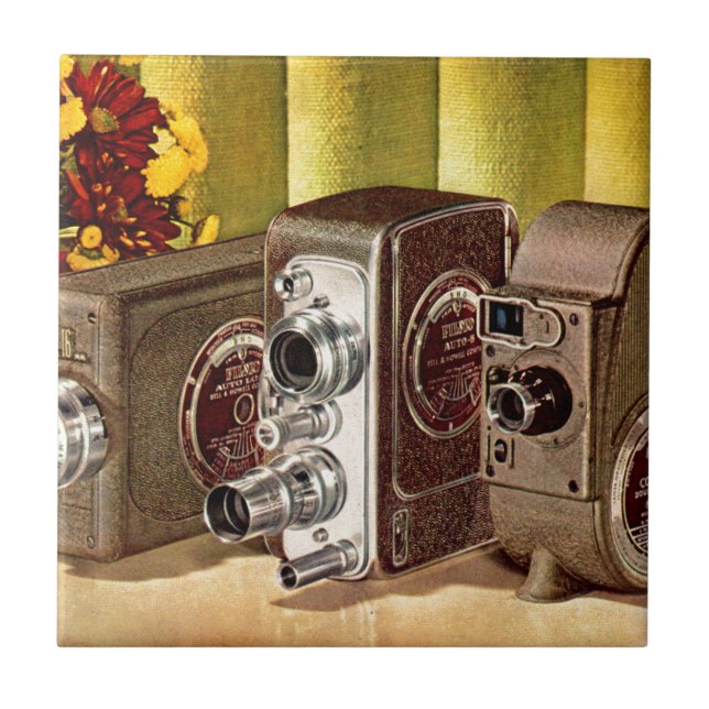 circa 1950 home movie cameras ad tile (Front)