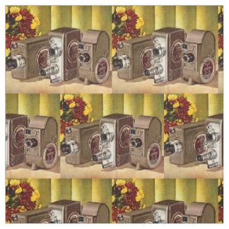 circa 1950 home movie cameras print fabric